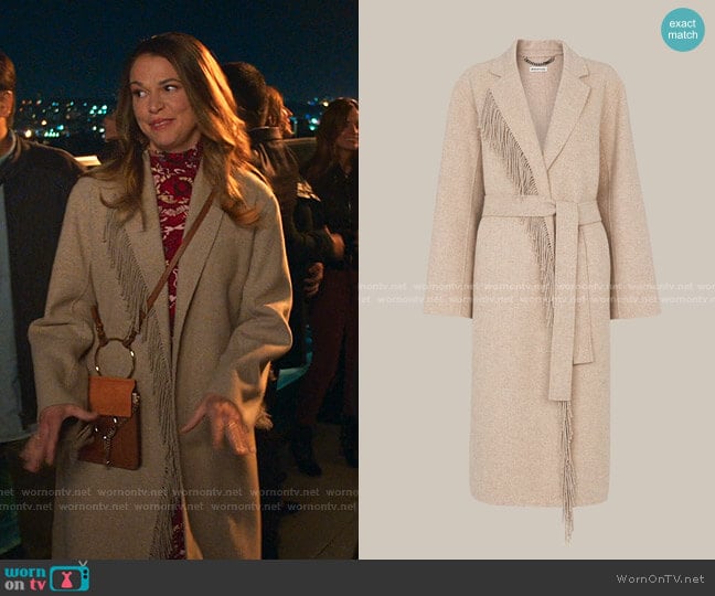 Whistles Fringe Detail Wrap Coat worn by Liza Miller (Sutton Foster) on Younger