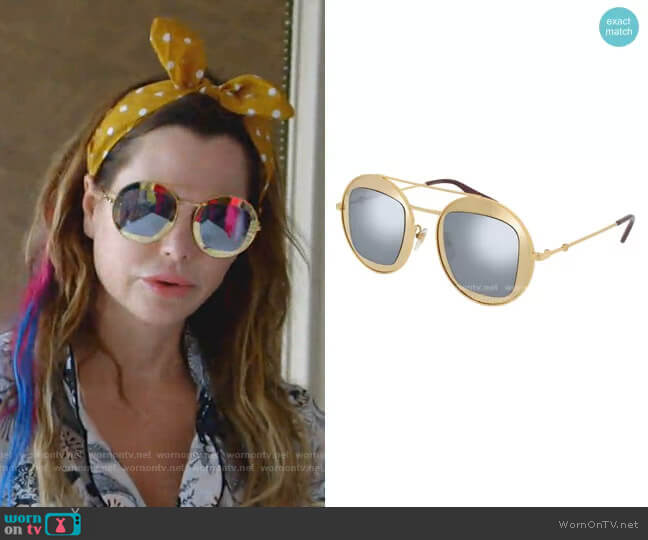Gucci GG Round Sunglasses in Gold worn by D’Andra Simmons on The Real Housewives of Dallas