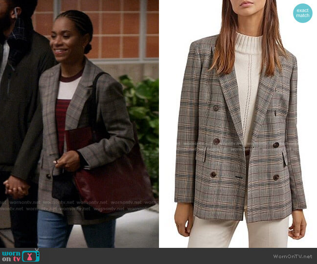 Gerard Darel Bonnie Plaid Blazer worn by Maggie Pierce (Kelly McCreary) on Greys Anatomy