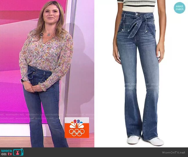 Veronica Beard Giselle High Rise Flare Skinny Jeans worn by Jenna Bush Hager on Today