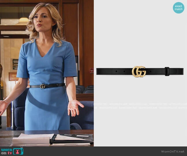Gucci GG Marmont Thin Leather Belt worn by Amy Quinn (Lindsey Gort) on All Rise