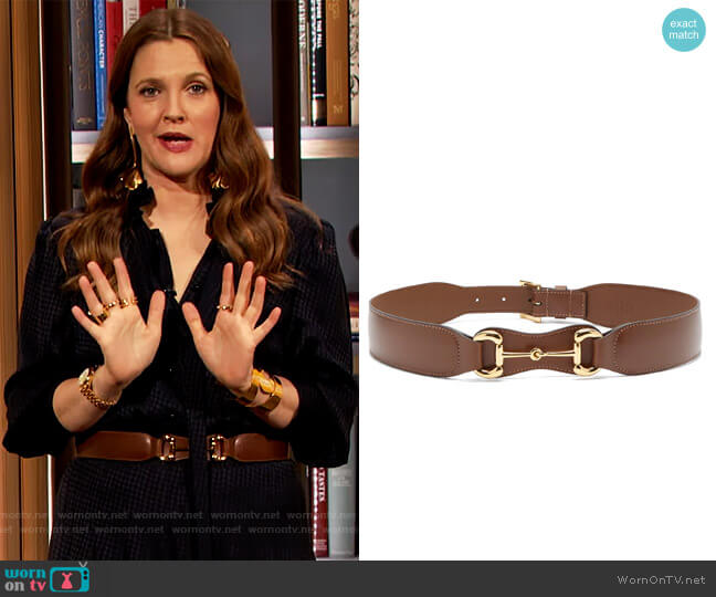 Gucci Horsebit leather belt worn by Drew Barrymore on The Drew Barrymore Show