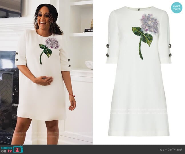 Gucci Hydrangea Applique Shift Dress worn by Cocoa McKellan (Tia Mowry-Hardrict) on Family Reunion