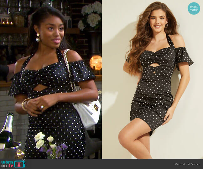 Guess Eco Ariana Off-the-Shoulder Dress worn by Chanel Dupree (Precious Way) on Days of our Lives