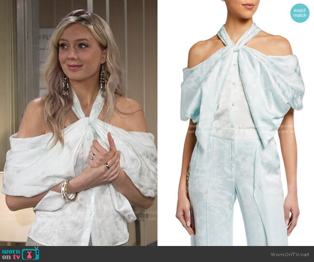 Hellessy Wrapped Halter Top worn by Abby Newman (Melissa Ordway) on The Young and the Restless