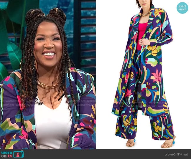 INC International Concepts Printed Duster Jacket worn by Kym Whitley on E! News
