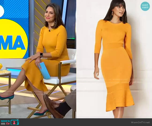 New York & Company Ina Sweater Dress - Eva Mendes Collection worn by Cecilia Vega on Good Morning America