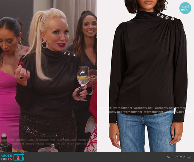 Intermix Charity Embellished Silk Blouse worn by Margaret Josephs on The Real Housewives of New Jersey