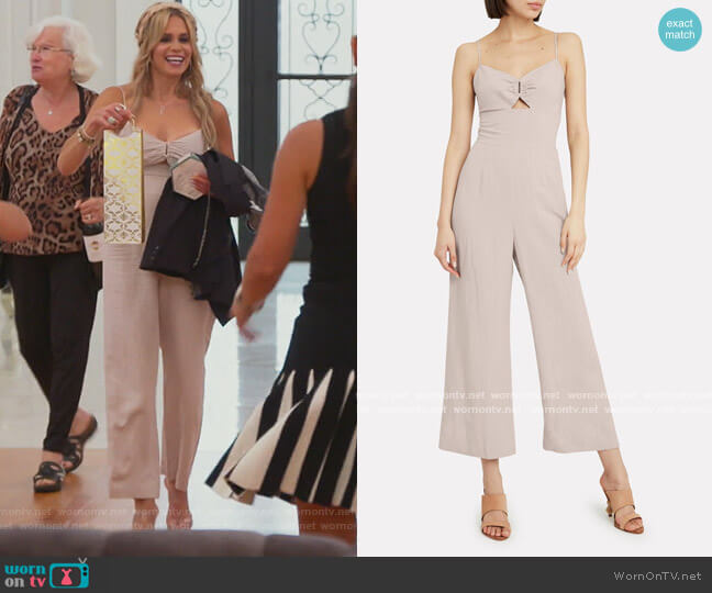 Intermix Claudie O-ring Linen Jumpsuit worn by Jackie Goldschneider on The Real Housewives of New Jersey