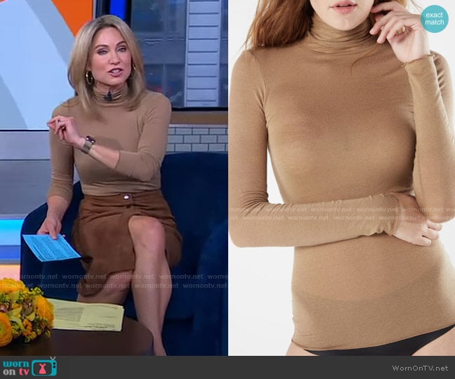 Intimissimi Modal Cashmere Ultralight High-Neck Top worn by Amy Robach on Good Morning America