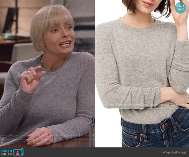 J. Crew Crewneck Cashmere Sweater worn by Jill Kendall (Jaime Pressly) on Mom