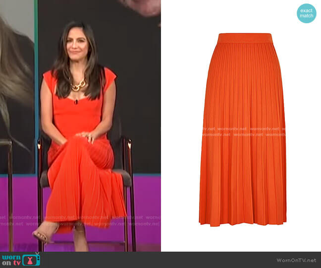 Jonathan Simkhai Ira Midi Skirt worn by Erin Lim on E! News