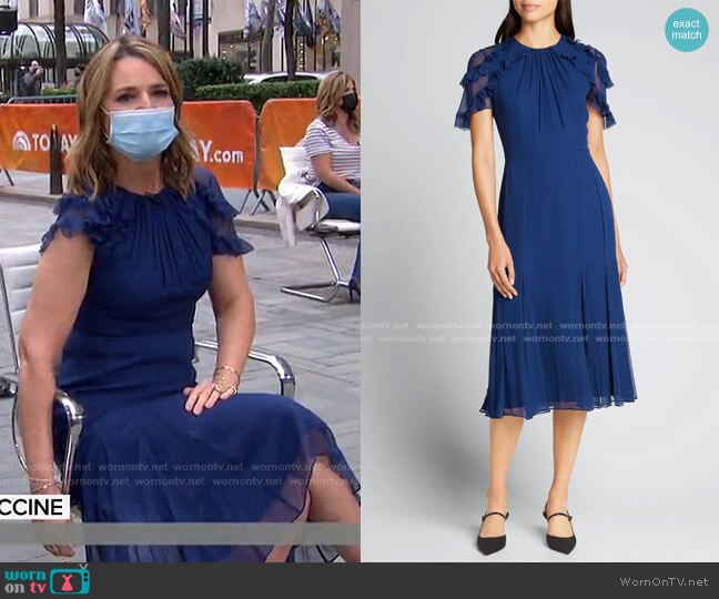 Jason Wu Collection Chiffon Flutter-Sleeve Midi Dress worn by Savannah Guthrie on Today