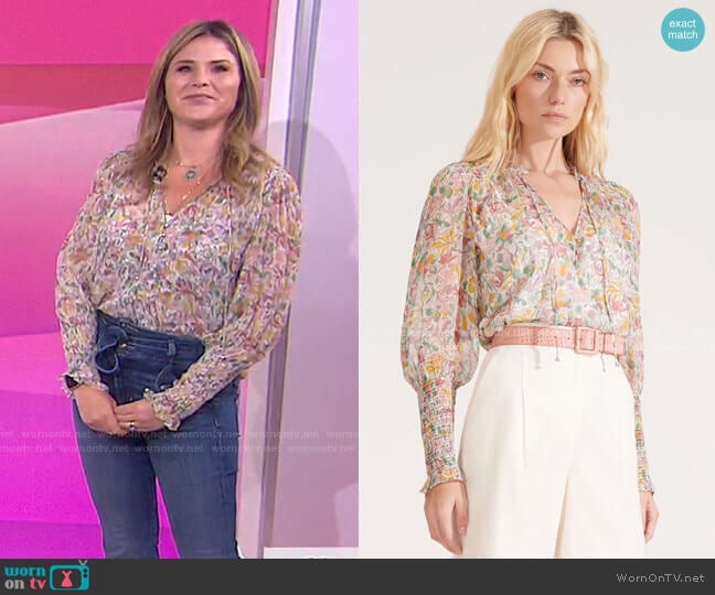 Veronica Beard Jaz Garden Floral Top worn by Jenna Bush Hager on Today