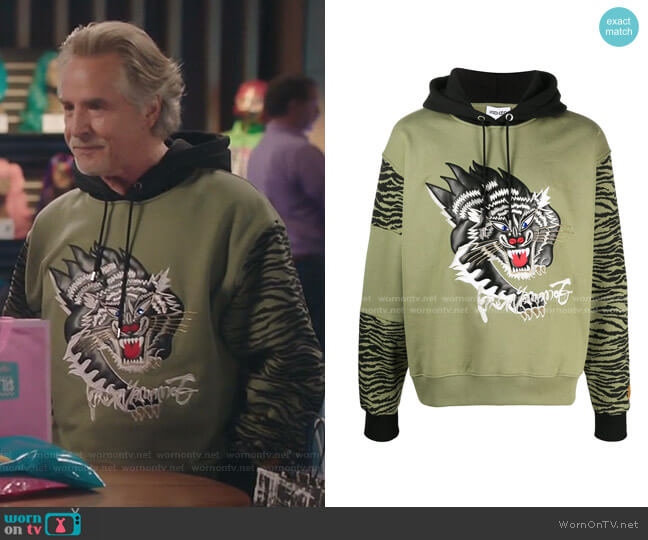 Kenzo x Kansai Yamamoto Tiger-Motif Hoodie worn by Rick (Don Johnson) on Kenan