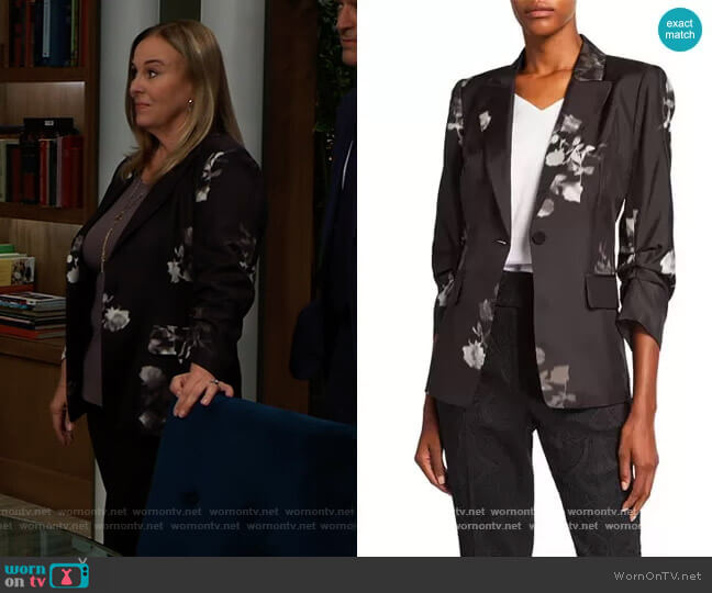 Kobi Halperin Claudia Floral Gathered Sleeve Jacket worn by Laura Collins (Genie Francis) on General Hospital