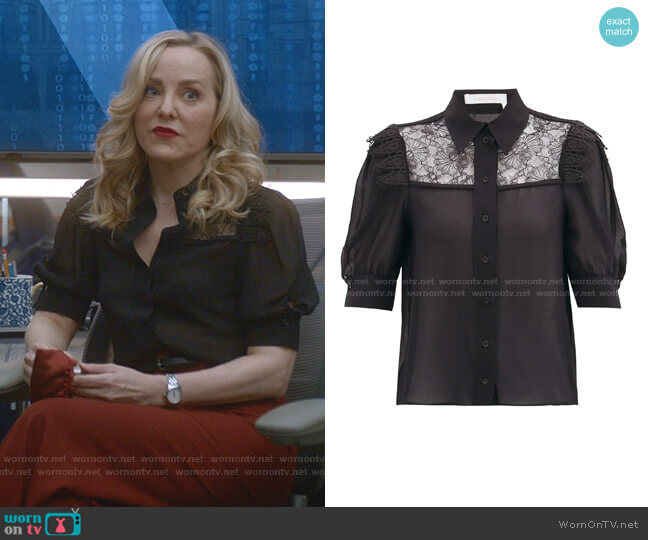 See by Chloe Lace-Panelled Georgette Blouse worn by Marissa Morgan (Geneva Carr) on Bull