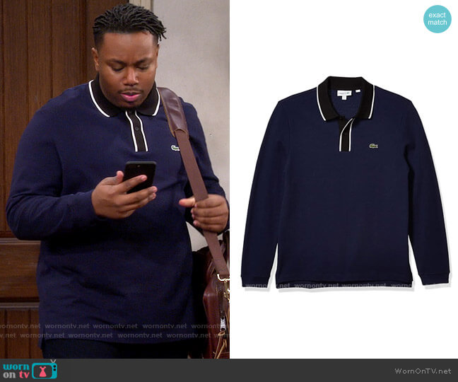 Lacoste Long Sleeve Heavy Pique Semi-Fancy Polo Shirt worn by Marty (Marcel Spears) on The Neighborhood
