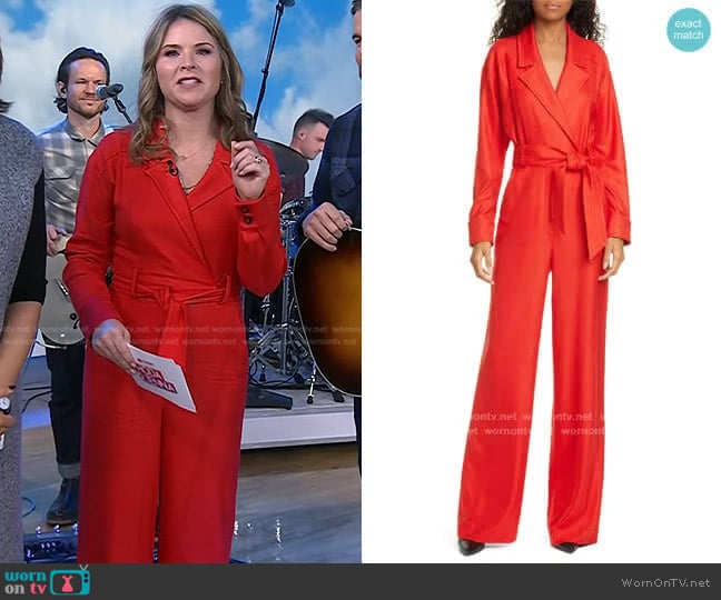 Veronica Beard Lionel Wide Leg Jumpsuit worn by Jenna Bush Hager on Today