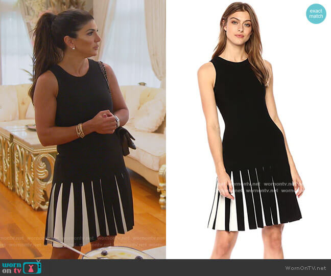 Milly Pleated Contrast Mermaid Dress worn by Teresa Giudice on The Real Housewives of New Jersey
