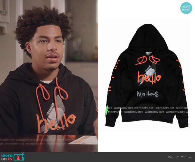 Culture Courier Hello Hoodie worn by Andre Johnson Jr (Marcus Scribner) on Black-ish