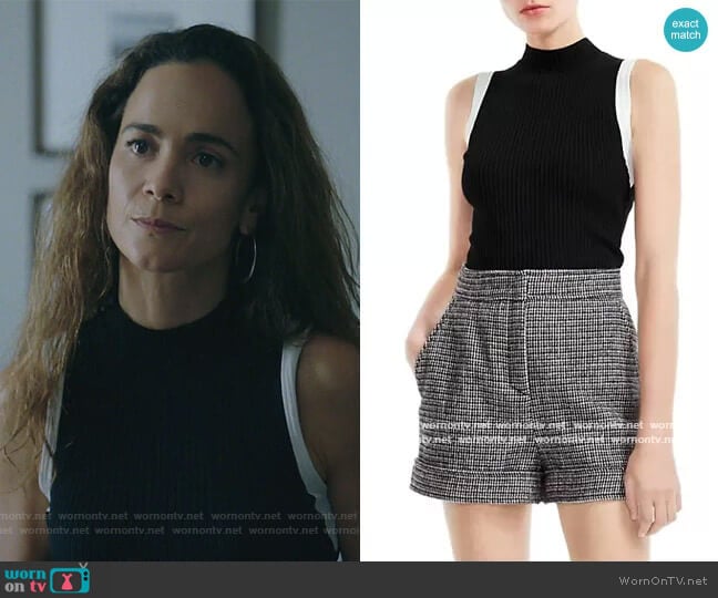 Maje Marine Rib-Knit Sleeveless Top worn by Teresa Mendoza (Alice Braga) on Queen of the South