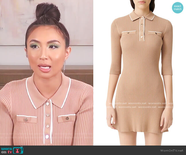 Maje Relly Rib-Knit Short Dress worn by Jeannie Mai on The Real