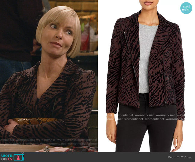 Majestic Filatures Animal Print Moto Jacket worn by Jill Kendall (Jaime Pressly) on Mom