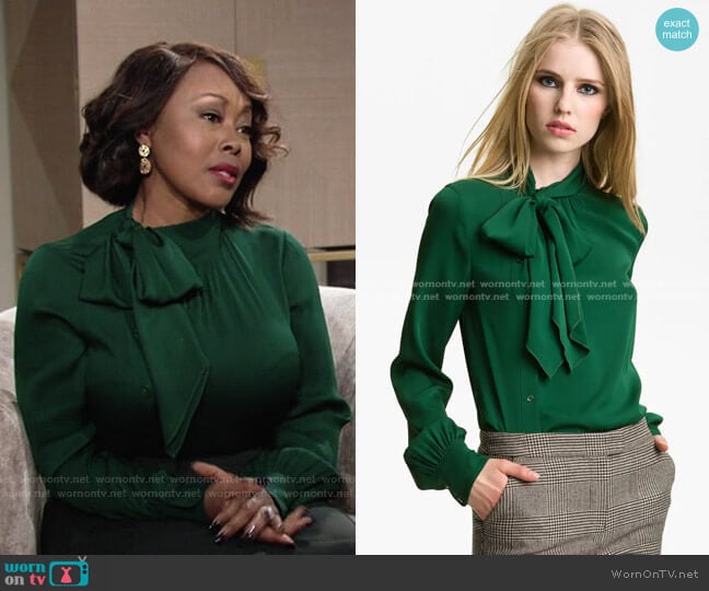 Rachel Zoe Maryna Side Placket Blouse worn by Naya Benedict (Ptosha Storey) on The Young and the Restless