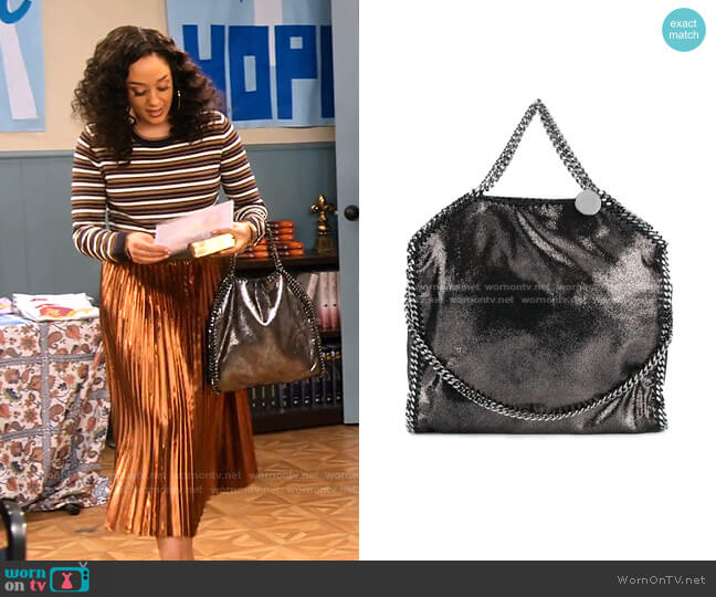 Stella McCartney Metallic Falabella Tote worn by Cocoa McKellan (Tia Mowry-Hardrict) on Family Reunion