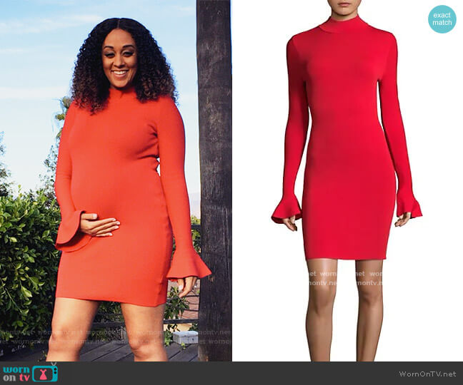 MICHAEL Michael Kors Mockneck Bell-Sleeve Dress worn by Cocoa McKellan (Tia Mowry-Hardrict) on Family Reunion
