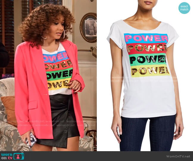 Alice + Olivia Mikey Tee worn by Jade (Talia Jackson) on Family Reunion