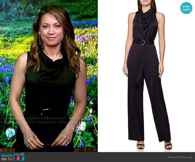 Reiss Milo Sleeveless Belted Jumpsuit worn by Ginger Zee on Good Morning America