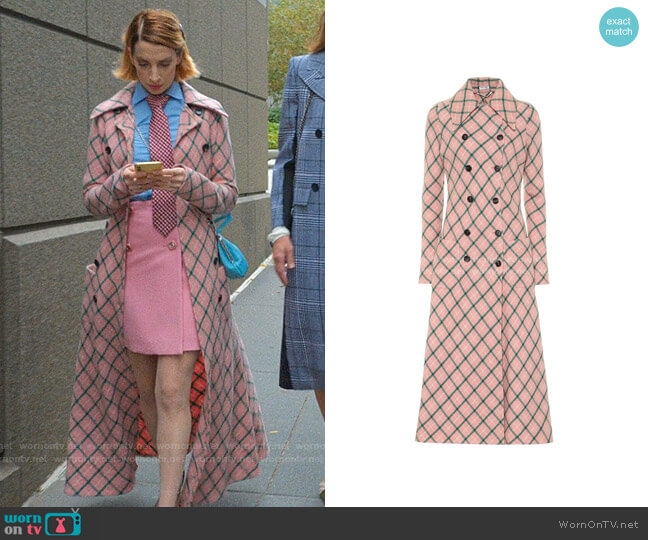 Miu Miu Wool-Blend Checked Coat worn by Lauren (Molly Bernard) on Younger