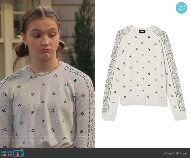 Monrow Slouchy Bandana Print Raglan Sweatshirt worn by Presley (Jayden Bartels) on Side Hustle