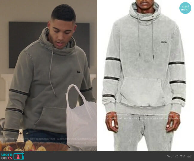 Nana Judy Zipper Trimmed Funnel Neck Sweatshirt worn by Jordan Baker (Michael Evans Behling) on All American