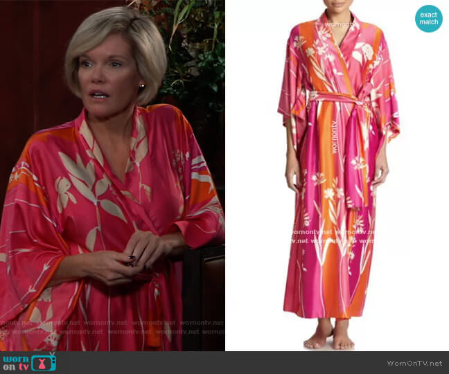 Natori Floral Robe worn by Ava Jerome (Maura West) on General Hospital