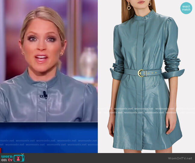 Nicholas Alexis Faux Leather Belted Dress worn by Sara Haines on The View