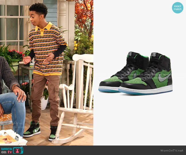 Jordan Air Jordan 1 High Zoom Trainers worn by Shaka McKellan (Isaiah Russell-Bailey) on Family Reunion