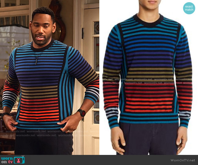 PS Paul Smith Striped Sweater worn by Moz McKellan (Anthony Alabi) on Family Reunion