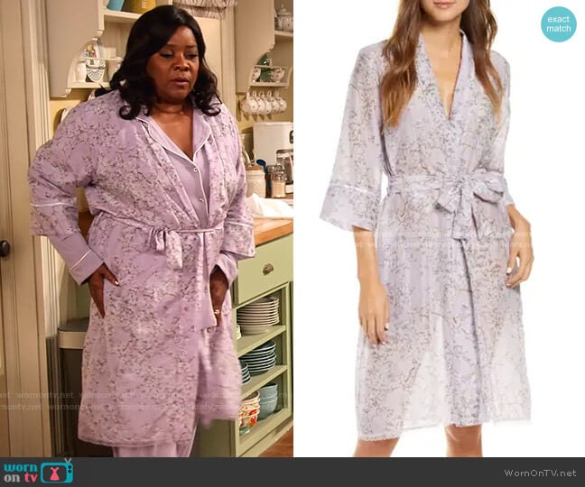 Papinelle Cherry Blossom Cotton & Silk Robe worn by MDear (Loretta Devine) on Family Reunion