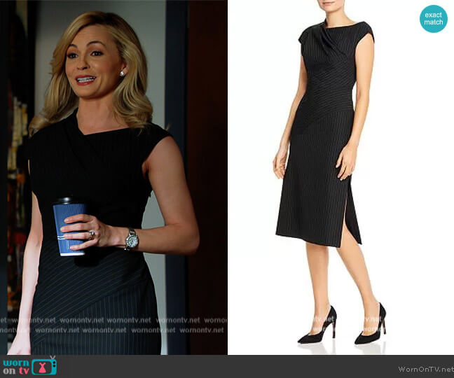 Paule Ka Drape-Detail Striped Midi Dress worn by Amy Quinn (Lindsey Gort) on All Rise