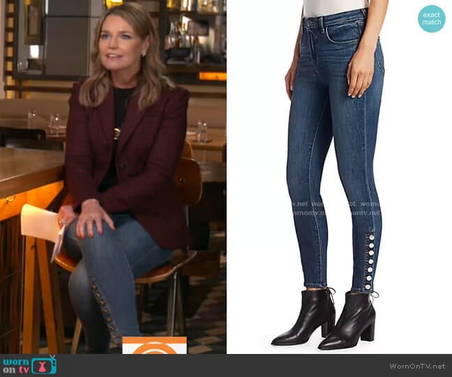 L'Agence Piper High-Rise Button-Hem Skinny Jeans worn by Savannah Guthrie on Today