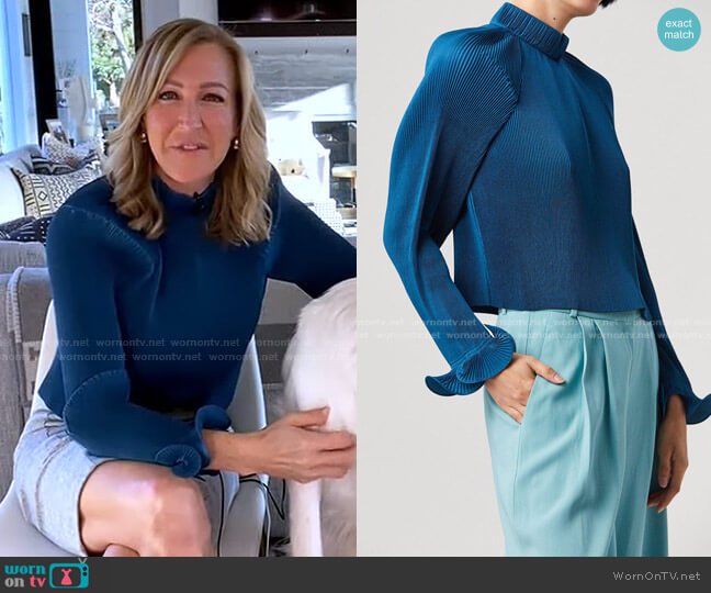 Tibi Pleated Cropped Top worn by Lara Spencer on Good Morning America