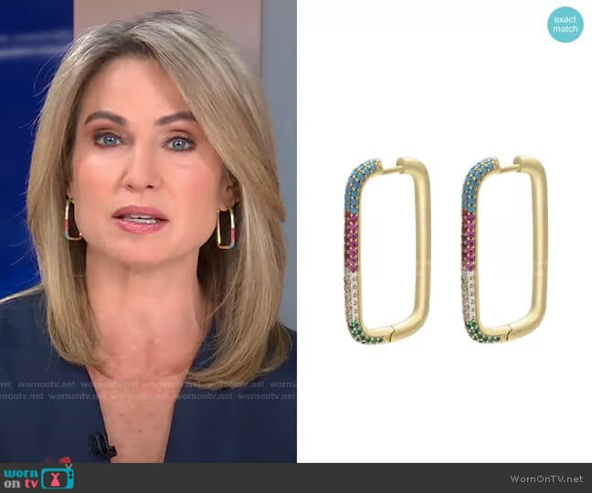 Accessory Concierge Posh Rectangular Hoops worn by Amy Robach on Good Morning America