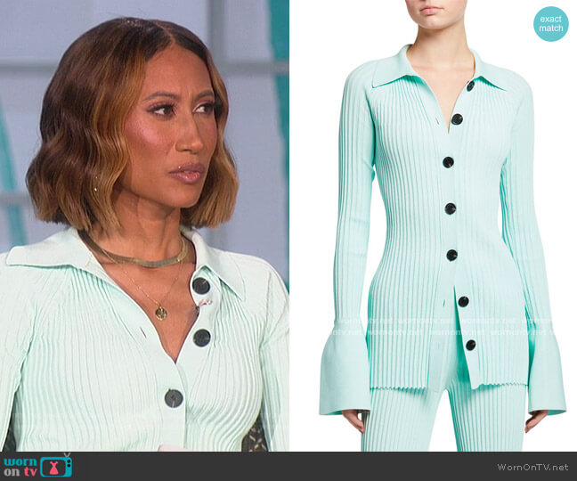 Proenza Schouler Midweight Rib Collared Cardigan worn by Elaine Welteroth on The Talk