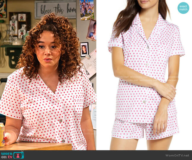 Roller Rabbit Heart Short Pajamas worn by Jade (Talia Jackson) on Family Reunion