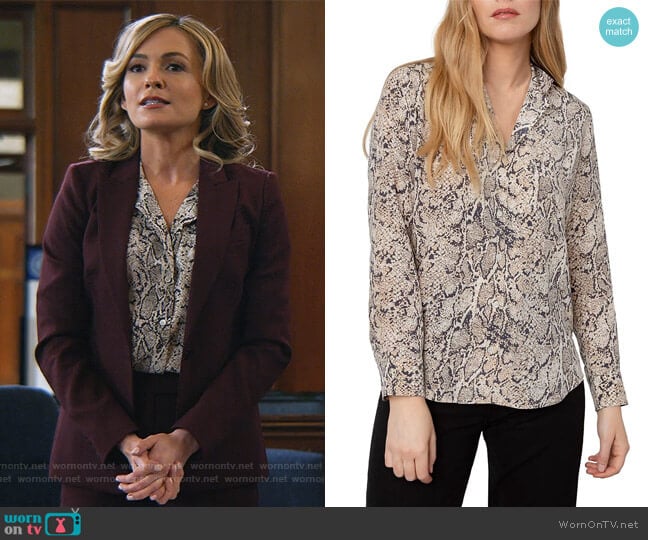 Rails Rebel Python Silk Blouse worn by Amy Quinn (Lindsey Gort) on All Rise