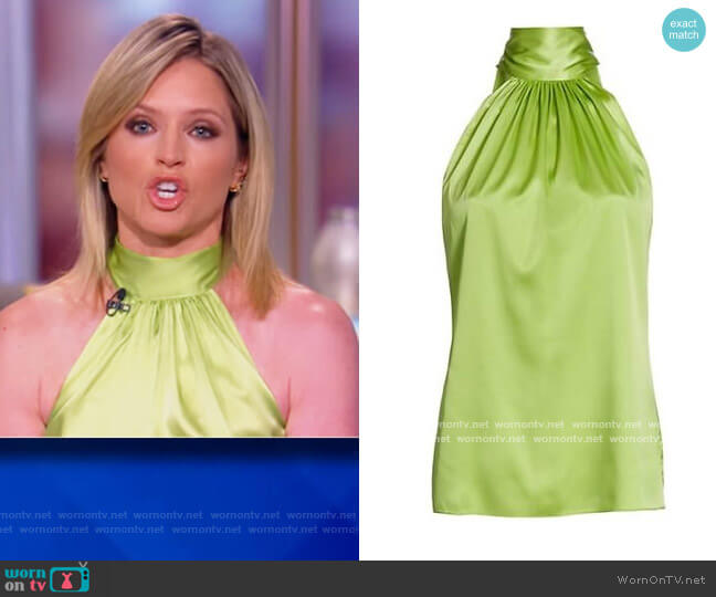 Ramy Brook Lori Silk Halter Top worn by Sara Haines on The View