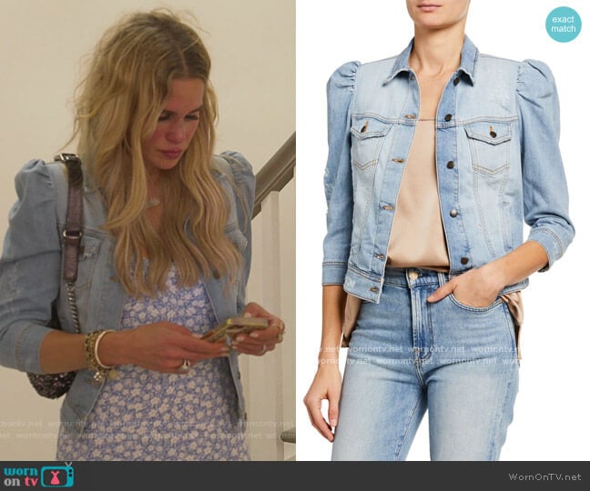 Retrofete Ada Puff-Sleeve Denim Jacket worn by Jackie Goldschneider on The Real Housewives of New Jersey